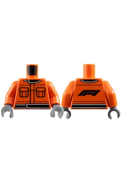 LEGO Custom Minifigure Minifigure Body Torso Formula 1 F1 Written Orange Red Racer Jumpsuit