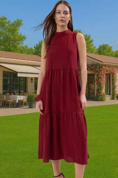 PayBuy Women's Midi Length Shift Dress Polyester Woven Fabric Casual Style Comfortable Cut Perfect Fit