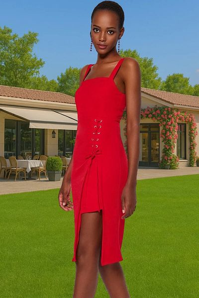 PayBuy Elegant Midi Pencil Skirt Dress Polyester Blended Woven Fabric Body-Hugging Summer Seasons