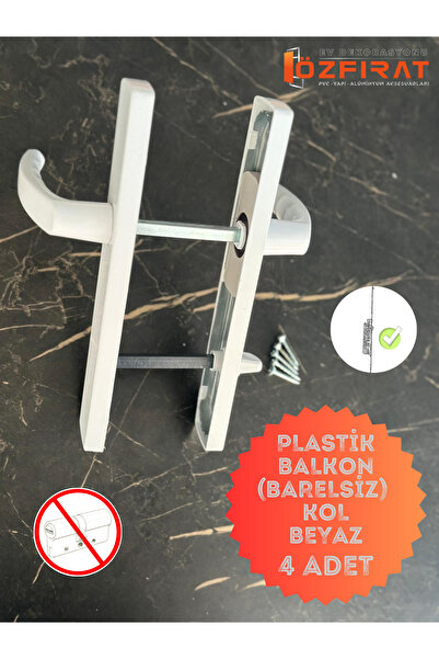 EVA PLAST Pvc Pimapen Plastik Kapı Kolu / Balkon Plastik Kapı Kolu / Beyaz 4 ...