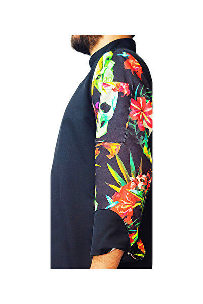 Ant Rotagrup Üniforma ve İş Elbiseleri Jachetă de bucătar unisex - cu model, cu capse, neagră, cu mânecă lungă, jachetă de bucătar, craniu