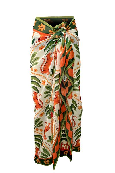 Bolder Curve Pareo Chiffon Palm&Butter Yellow (Big Size)