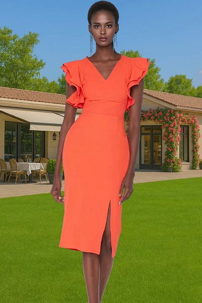 PayBuy Rochie de seară șic, cu decolteu în V, cu mâneci scurte, țesută cu finik, pentru utilizare zilnică Zarifane Design Aspect elegant