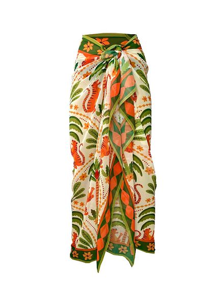 Bolder Curve Pareo Chiffon Palm&Butter Yellow (Big Size)