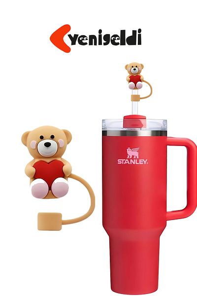 Yenigeldi 1 Piece 10mm Heart Bear Straw Stopper Dustproof