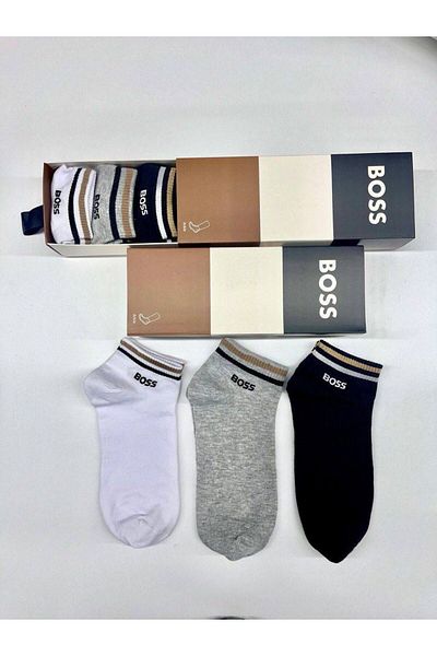 NO BRAND 1 Box of 6 Men's Sneaker Socks Set – Low Ankle – Striped – Sports & Daily Use