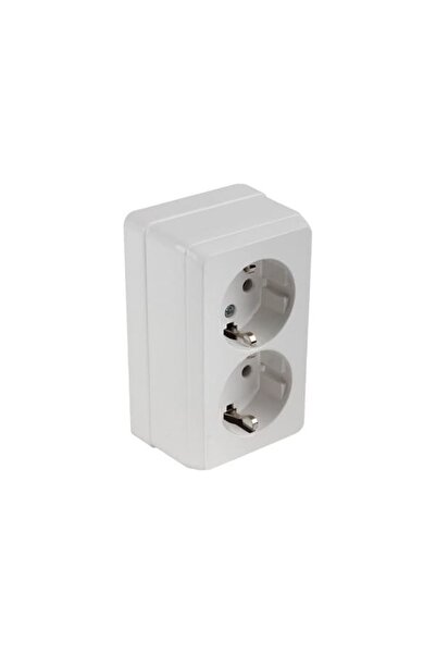 Mutlusan Sıva Üstü Beyaz İkili Topraklı Priz Porselen