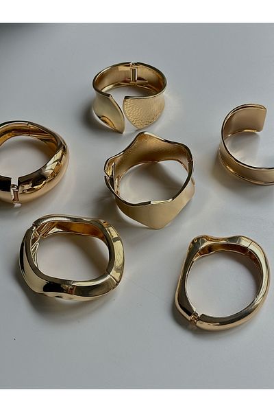 YOUES JEWELRY Thick Handcuff Bracelet Adjustable Wristband Unisex Gold Women's Handcuffs
