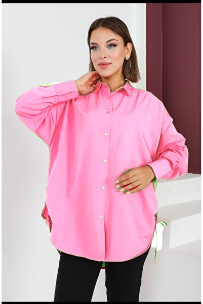 MAY MARA PLUS SIZE WOMEN'S COTTON SHIRT WITH SLIPPING DETAIL