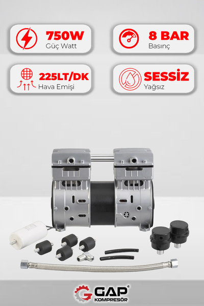 GAP KOMPRESÖR Kompresör Kafası Sessiz Ve Yağsız G750w