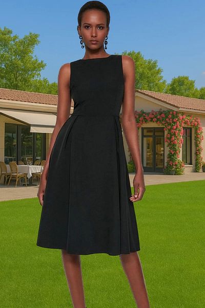 PayBuy Midi Length Pleated Elastane Woven Dress Business and Daily High Quality Stylish Appearance Premium Quality