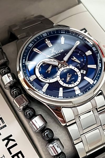 Daniel Klein Brand White Dial Men's Steel Wristwatch Bracelet