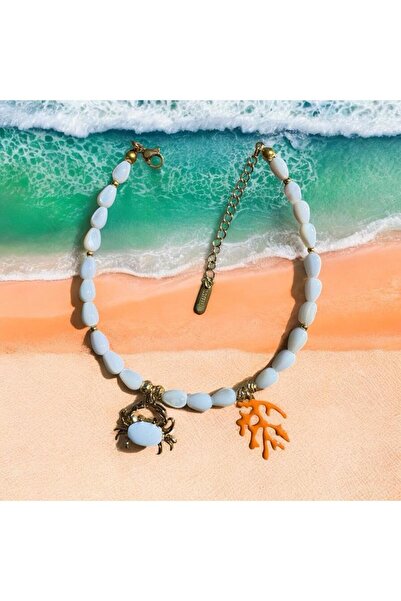 MODA Natural Stone Anklet – White Crab Figure Summer Anklet Aa Quality Stone ...