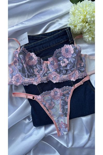 DUALANCE Set sutien cu model floral Suave, fără căptușeală