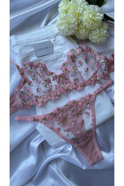 DUALANCE Set bralet din tul cu flori Marla