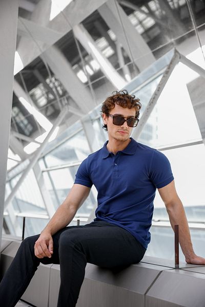 Newtime Tricou cu nasturi cu gât polo pentru bărbați