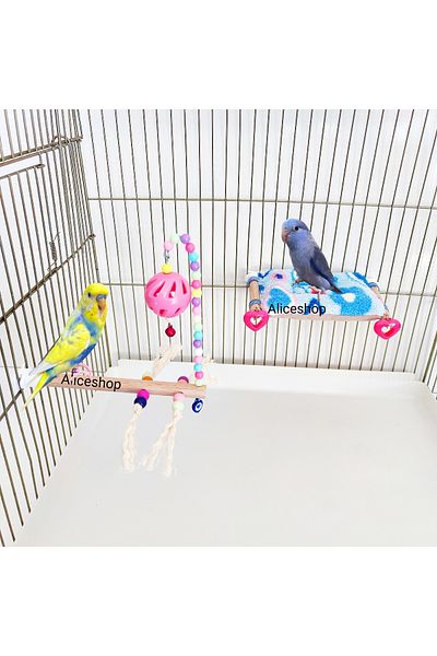 aliceshop Magnificent Set of 2 Bird Bed and Stress Drawstring Bell Bulk Perch