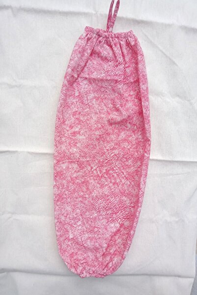 Emtory Home Kırmızı Pembe Ağaç Kabuğu Desenli Organizer Keten Çift Lastikli Poşetlik - Mutfak Organizer