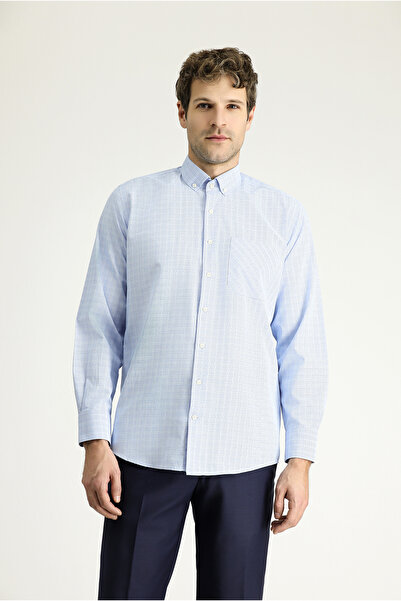 Kiğılı Uzun Kol Regular Fit Ekose Pamuklu Kolay Ütülenebilir Düğmeli Yaka Gömlek