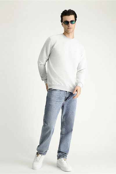 Kiğılı Embroidered Cotton Sweatshirt - Crew Neck, Regular Fit