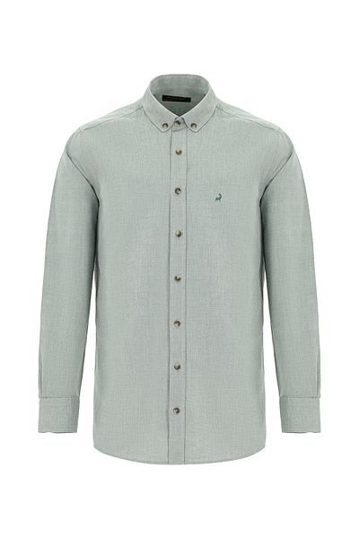Abdullah Kiğılı Long Sleeve Regular Fit Cotton Button Lapel Oxford Shirt