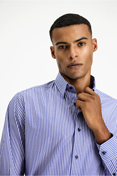 Kiğılı Uzun Kol Klasik Çizgili Pamuk Gömlek