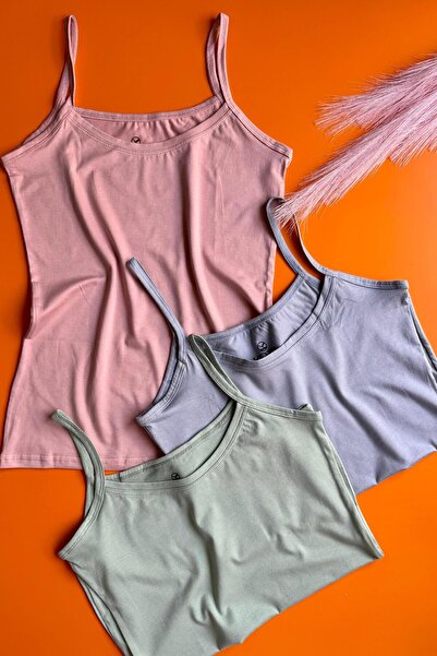 Elosia Elytra 5'li Ç. Yeşil, Ten, Beyaz, Mavi, Pembe Modal Kumaş, Nefes Alan, Askılı Kadın Atlet 66e02