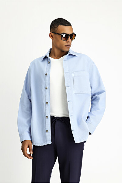 Kiğılı Uzun Kol Regular Fit Pamuk Denim Gömlek