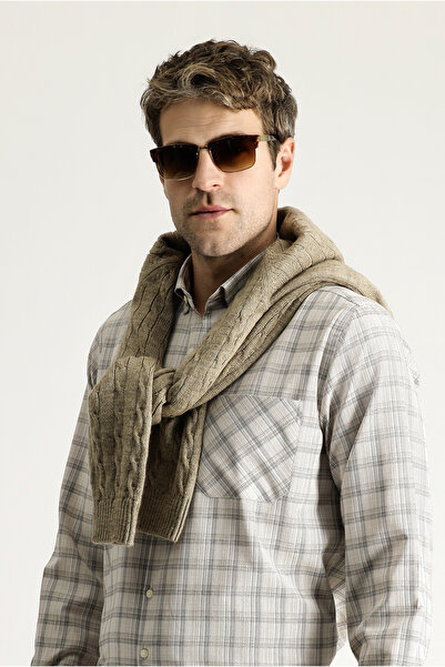 Kiğılı Cămașă cu mânecă lungă, în carouri, din bumbac, cu guler cu nasturi