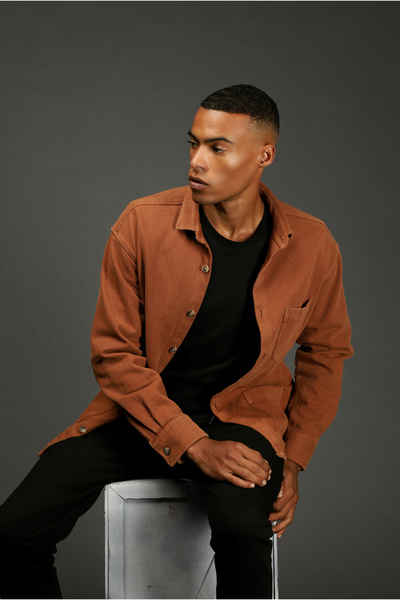 Kiğılı Long Sleeve Oversize Patterned Shacket Cotton Shirt / Coat