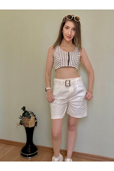 CCTWEAR Wide Leg Mom Shorts with Belted Waist
