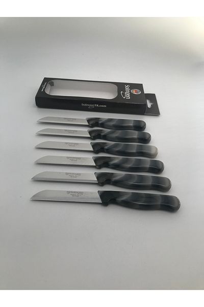 Solingen Serrated Fruit and Vegetable Knife 6 Pieces Black Marble