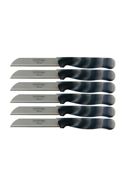 Solingen Serrated Fruit and Vegetable Knife 6 Pieces Black Marble