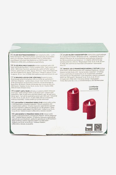 Tchibo 2 Pack Led Real Wax Candles, Red