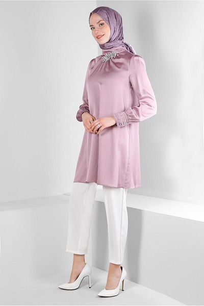 Alvina ACCESSORY DETAILED SATIN TUNIC 43523
