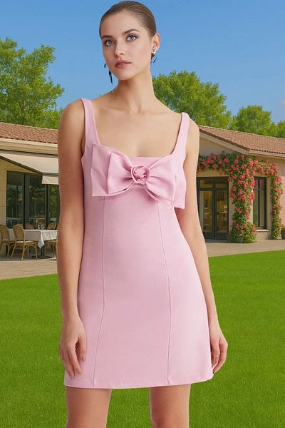 PayBuy A-Line Bow Detail Short Evening Dress Woven Summer Modern Style Carefully Selected Stylish Appearance