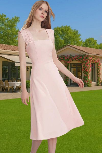 PayBuy Midi Pearl Detailed Waist Open Evening Dress Woven Summer High Quality for Daily Use