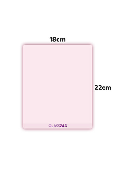 GlassPad Cam Mouse Pad - Toz Pembe - Premium Temperli Cam - 18x22 Cm [S]