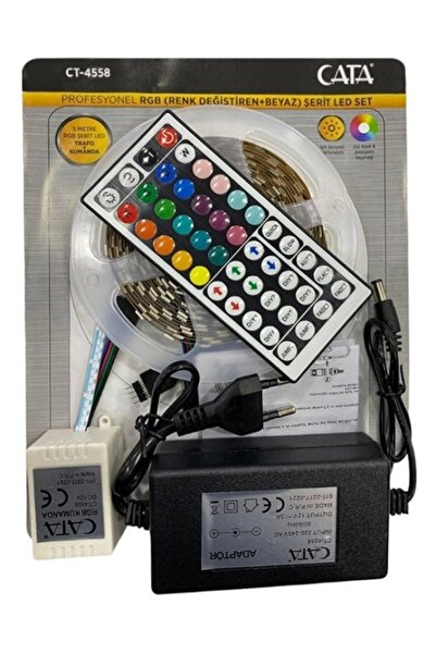 Cata RGB Şerit Led Seti İç Mekan Üç Çip 5Mt Profesyonel 220v