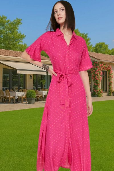 PayBuy Maxi Floral Patterned Viscose Shirt Dress Belted Summer Casual Premium Quality Carefully Selected