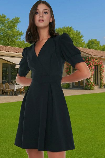 PayBuy Women's Mini Dress Waist Opening Battery Detailed Polyester Summer Comfortable and Stylish Professional Look