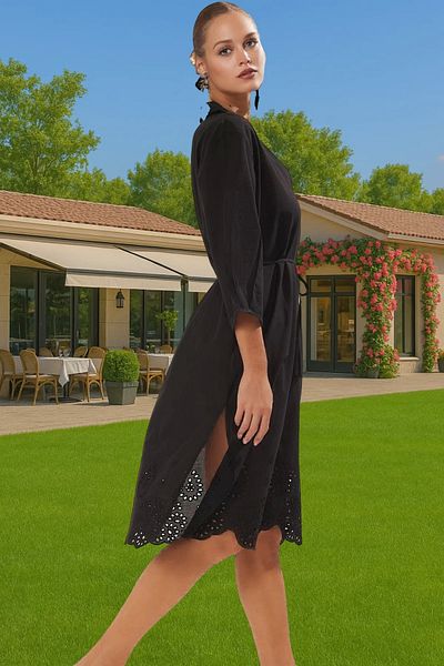 PayBuy Women's Summer Midi Length Cotton Brode Dress Casual Beach Chic Distinguished Material Professional Look