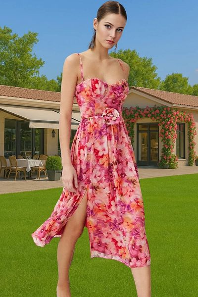 PayBuy A-Line Floral Chiffon Evening Dress Professional Look for Prom and Graduation Perfect Fit