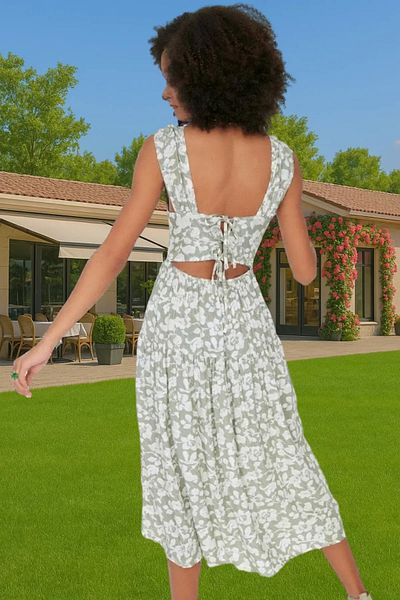 PayBuy Summer Floral Pattern Midi Skater Dress Viscose Fabric Casual High Quality Carefully Selected