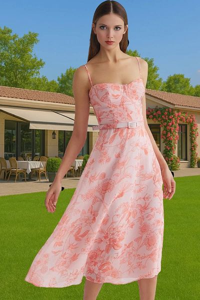 PayBuy Chiffon A-Line Floral Pattern Midi Evening Dress Durable Material Trend Design Premium Quality
