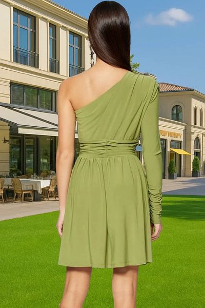PayBuy One Shoulder A-Line Mini Dress Polyester Blended Summer Graduation High Quality Zarifane Design
