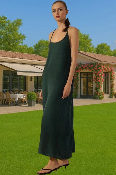 PayBuy Women Maxi Linen Dress Shift Mold V-Neck Casual Style Trend Design Modern Style High Quality