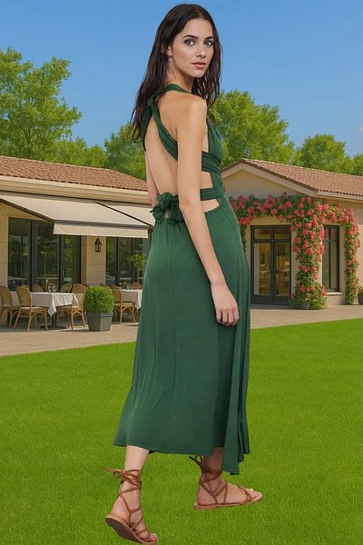 PayBuy Stylish V-Neck Midi Knitted Dress Viscose Summer Beach Comfortable and Stylish Comfortable and Stylish Stylish Appearance