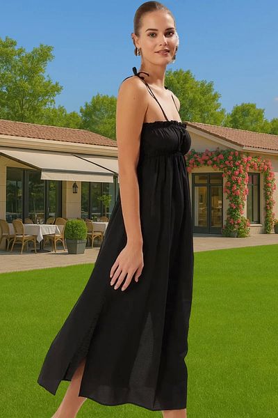 PayBuy Summer Women's Midi Poplin Dress Gathered Detail One Shoulder Professional Look Premium Quality
