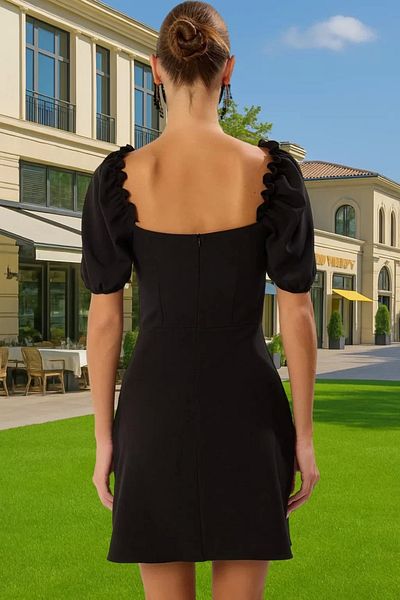 PayBuy Stylish Mini Dress Stone Print Detailing Finike Woven Summer Cocktail Carefully Selected Zarifane Design